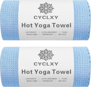 2 Pack Hot Yoga Towels,Yoga Towels for Hot Yoga Non Slip,Microfiber Super-Absorbent Yoga Mats Towel, Pilates,Bikram,Yoga Gear, Lint Free Long Bath Towels,Waffle Bath Towels for Bathroom