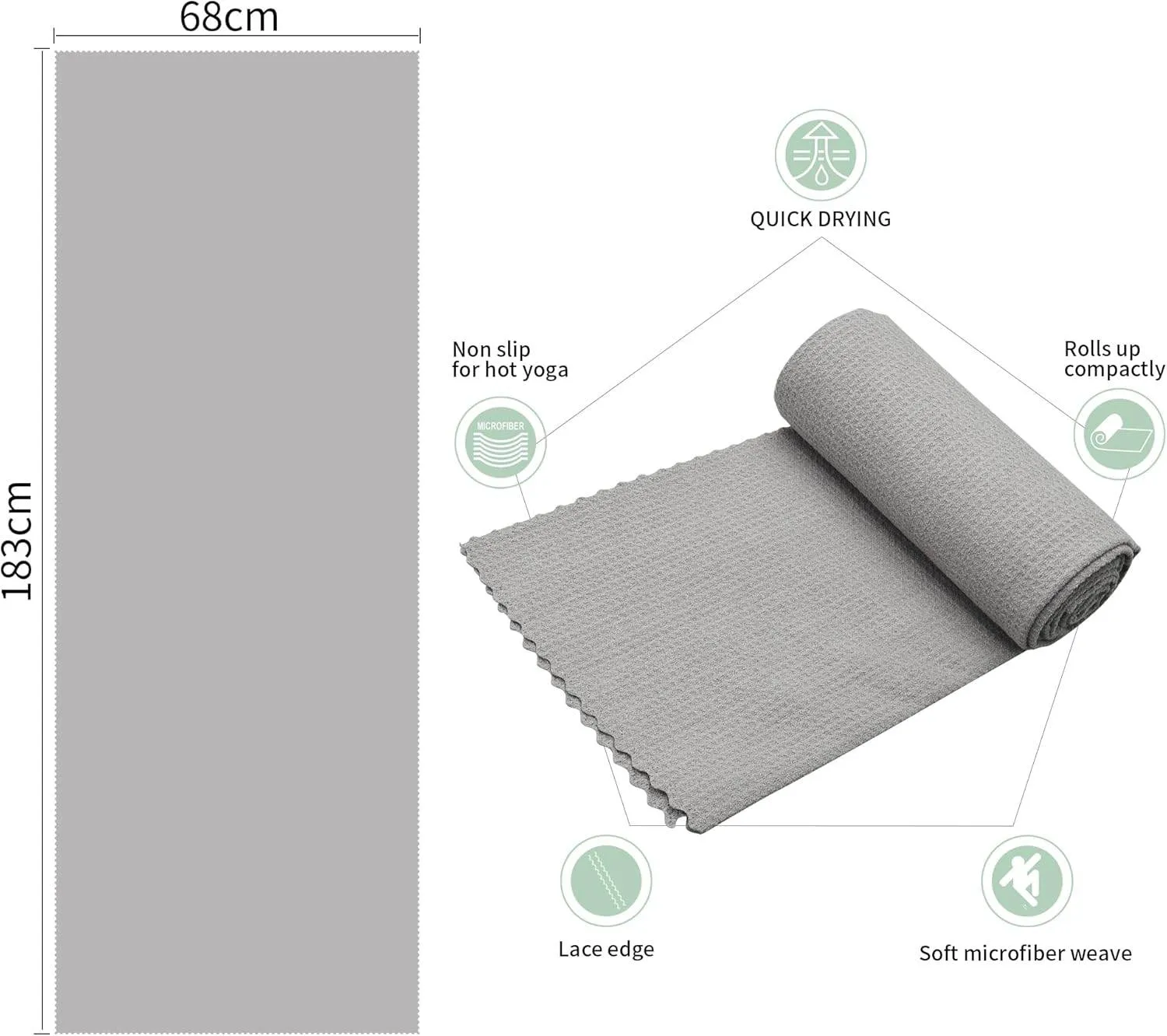 2 Pack Hot Yoga Towels,Yoga Towels for Hot Yoga Non Slip,Microfiber Super-Absorbent Yoga Mats Towel, Pilates,Bikram,Yoga Gear, Lint Free Long Bath Towels,Waffle Bath Towels for Bathroom