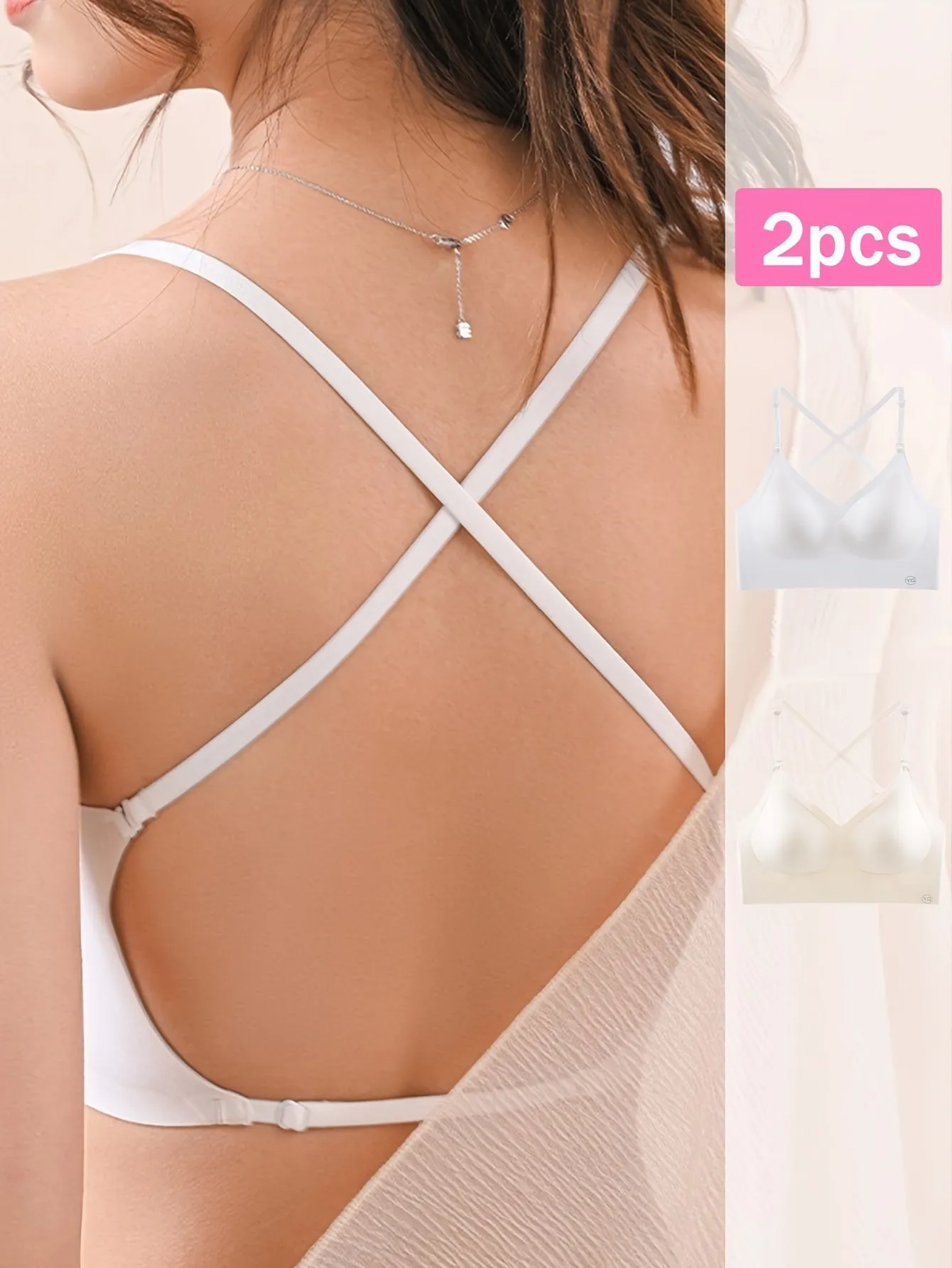 2-Pack Seamless U-Backless Sports Bras - Ultra-Breathable, Comfortable Crop Top for Yoga & Fitness