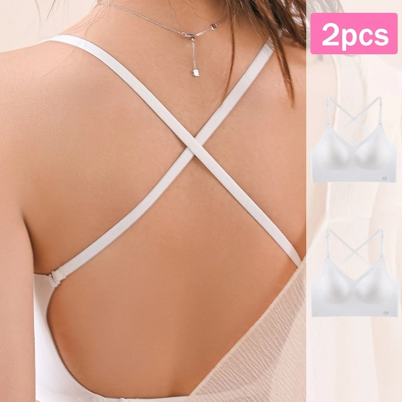 2-Pack Seamless U-Backless Sports Bras - Ultra-Breathable, Comfortable Crop Top for Yoga & Fitness