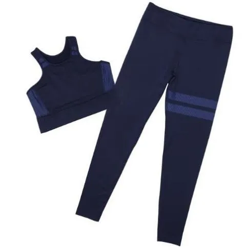 2pcs Solid & stripe yoga set