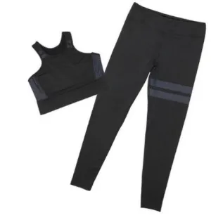 2pcs Solid & stripe yoga set