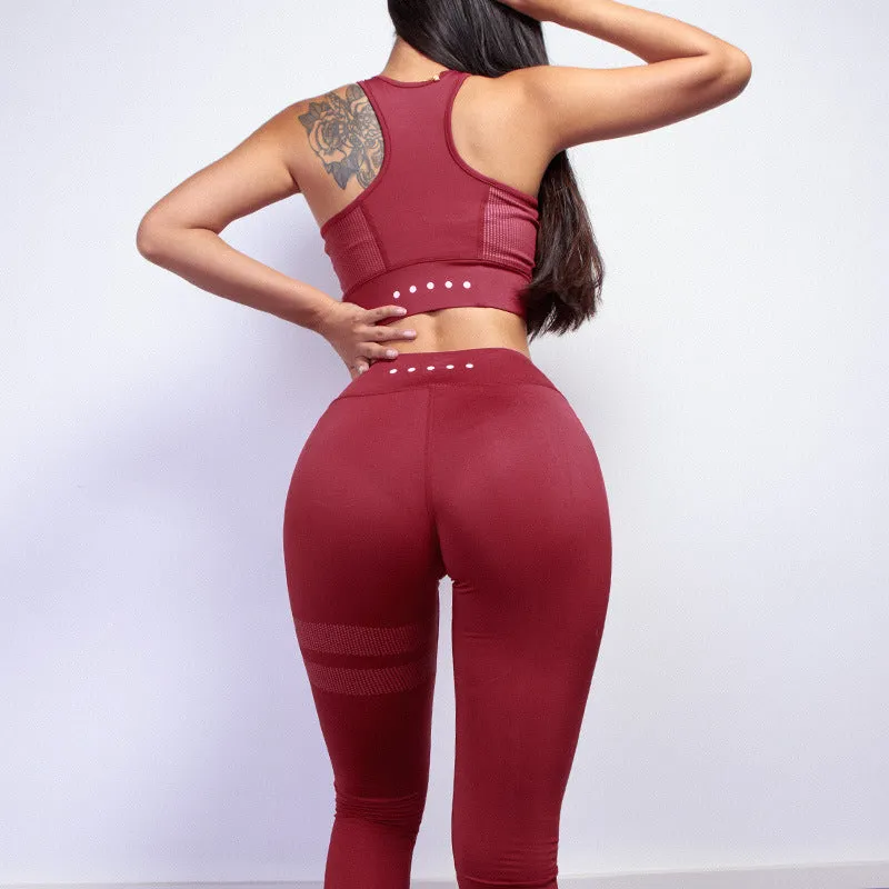 2pcs Solid & stripe yoga set