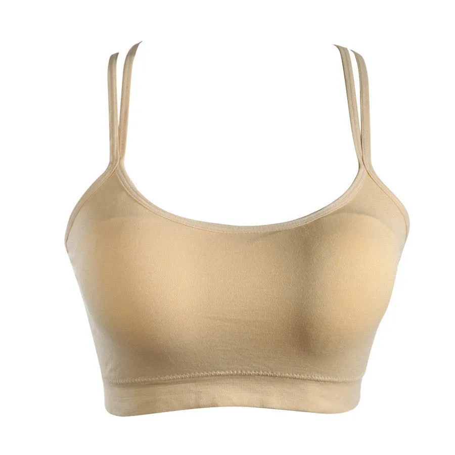 3 Colors Women Padded Sleeveless Cut Out Cross Straps Running Gym Athletic Sport Bra