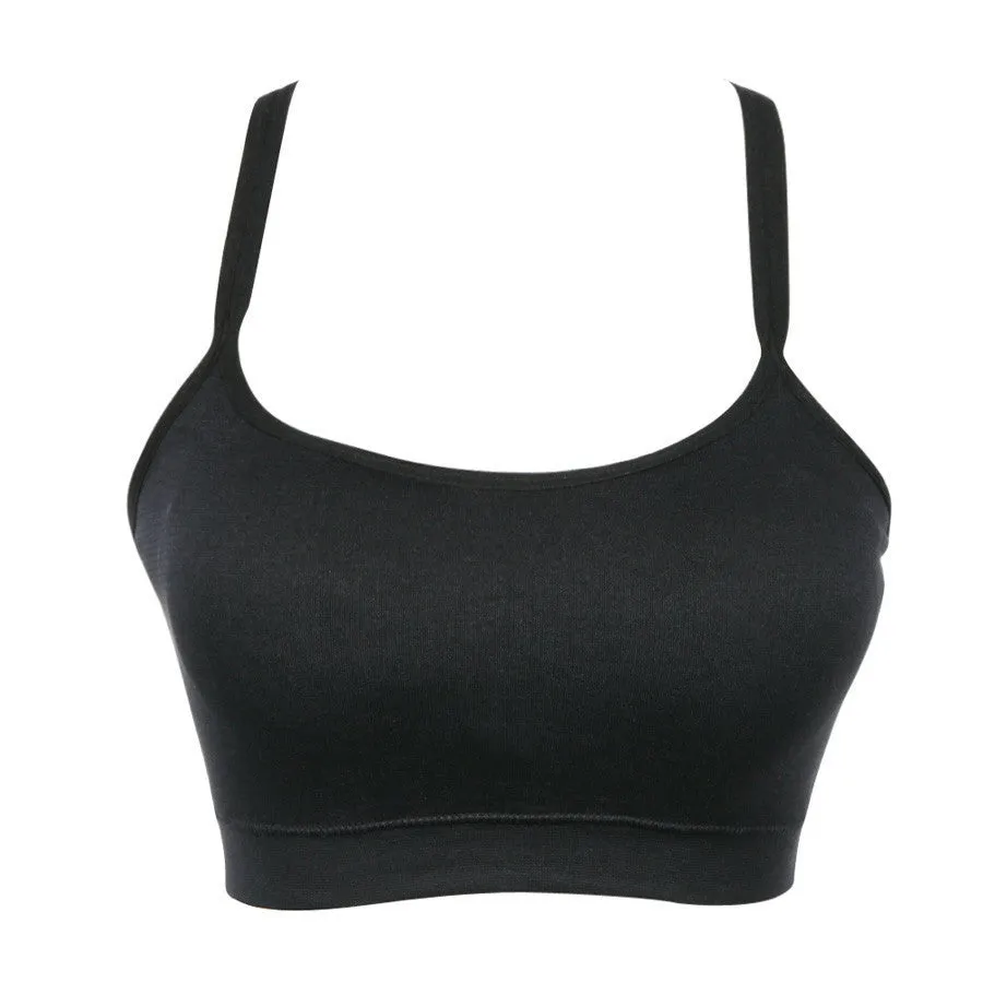 3 Colors Women Padded Sleeveless Cut Out Cross Straps Running Gym Athletic Sport Bra