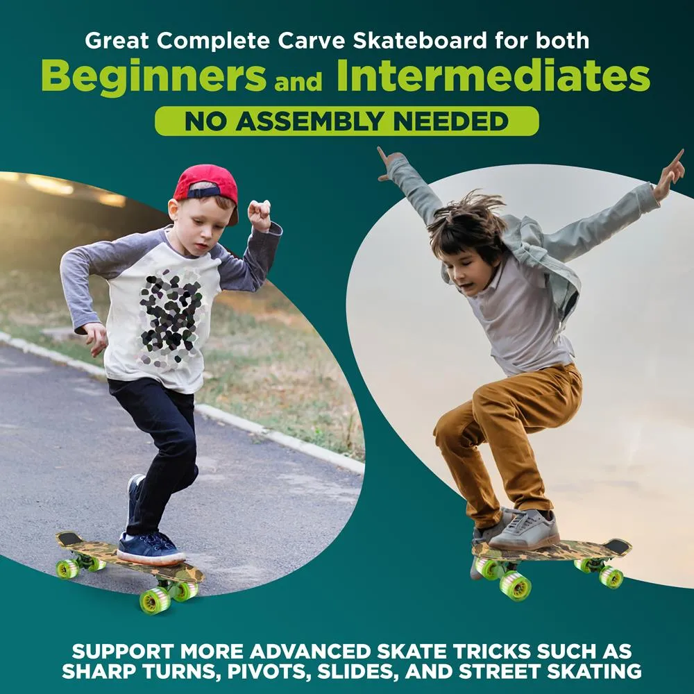 6'' Pp Deck Skateboard - Mini Cruiser Skateboard, Designed For Kids, Teens, And Adults (Camo)