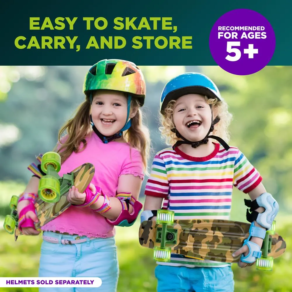 6'' Pp Deck Skateboard - Mini Cruiser Skateboard, Designed For Kids, Teens, And Adults (Camo)