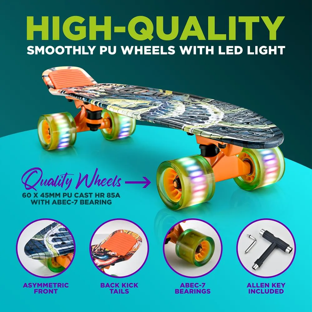 6'' Pp Deck Skateboard - Mini Cruiser Skateboard, Designed For Kids, Teens, And Adults (Graffiti)