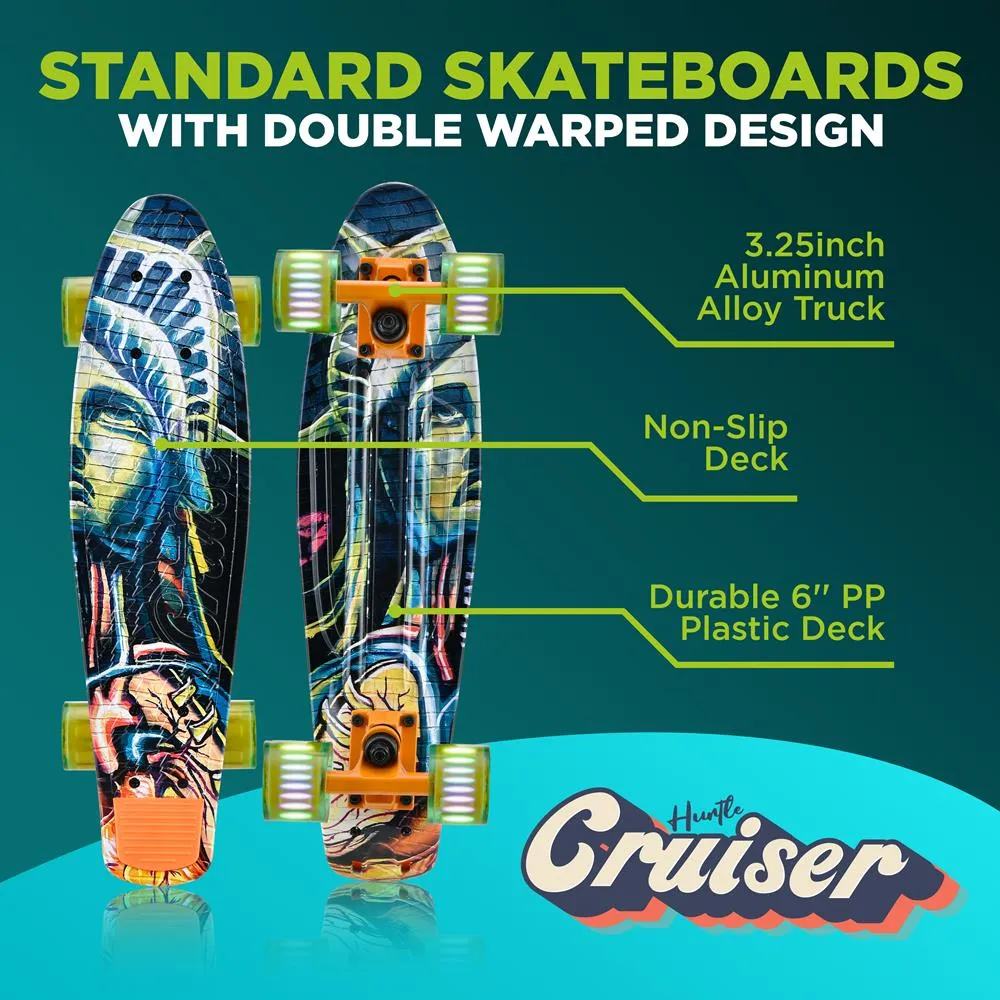 6'' Pp Deck Skateboard - Mini Cruiser Skateboard, Designed For Kids, Teens, And Adults (Graffiti)