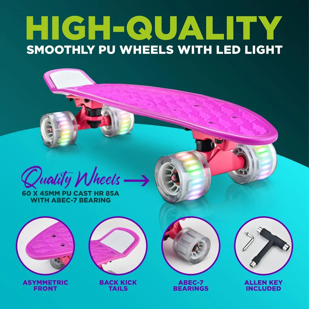 6'' Pp Deck Skateboard - Mini Cruiser Skateboard, Designed For Kids, Teens, And Adults (Purple)