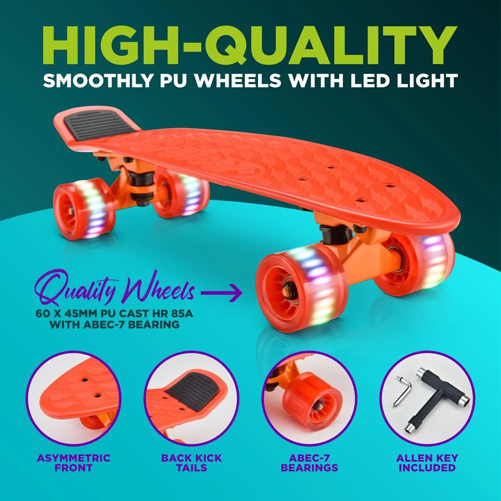 6'' Pp Deck Skateboard - Mini Cruiser Skateboard, Designed For Kids, Teens, And Adults (Red)