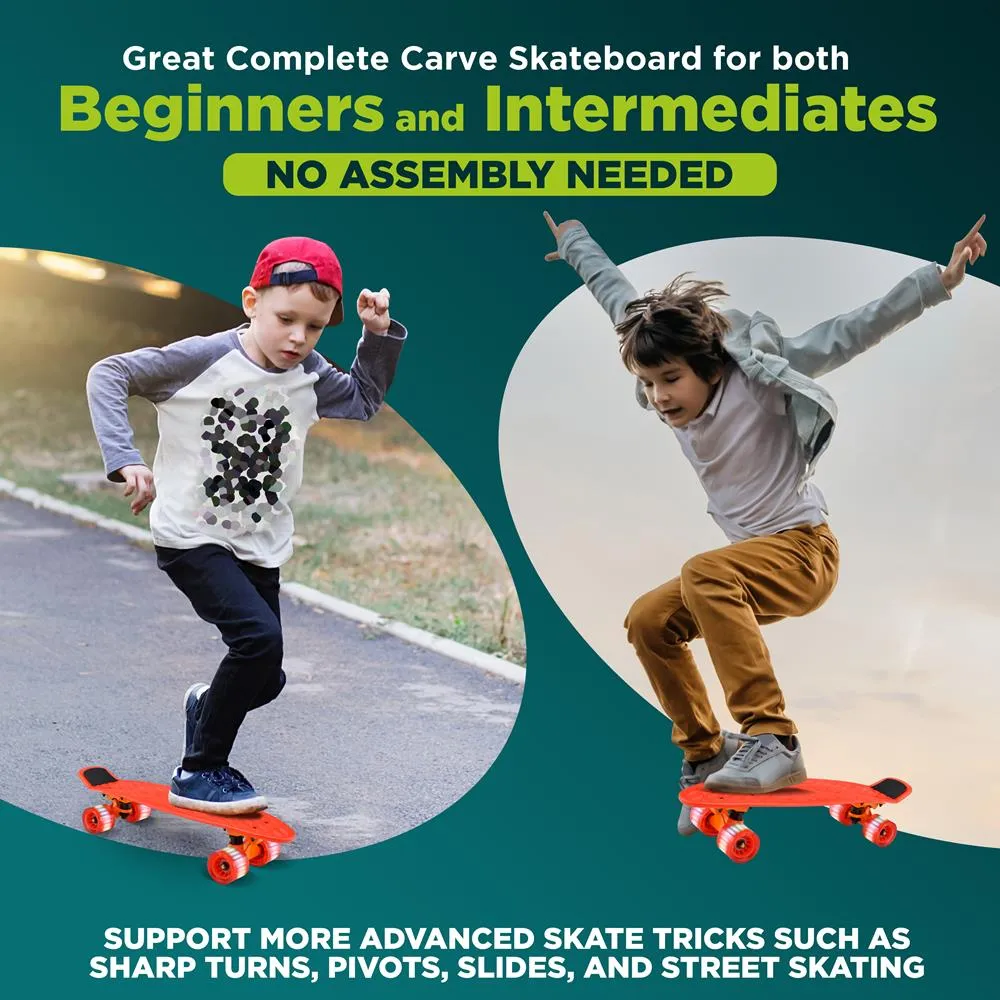 6'' Pp Deck Skateboard - Mini Cruiser Skateboard, Designed For Kids, Teens, And Adults (Red)