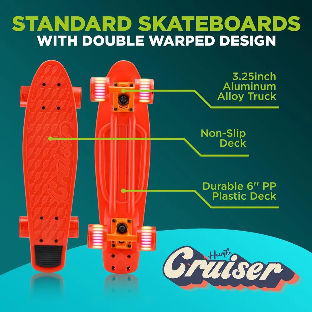 6'' Pp Deck Skateboard - Mini Cruiser Skateboard, Designed For Kids, Teens, And Adults (Red)