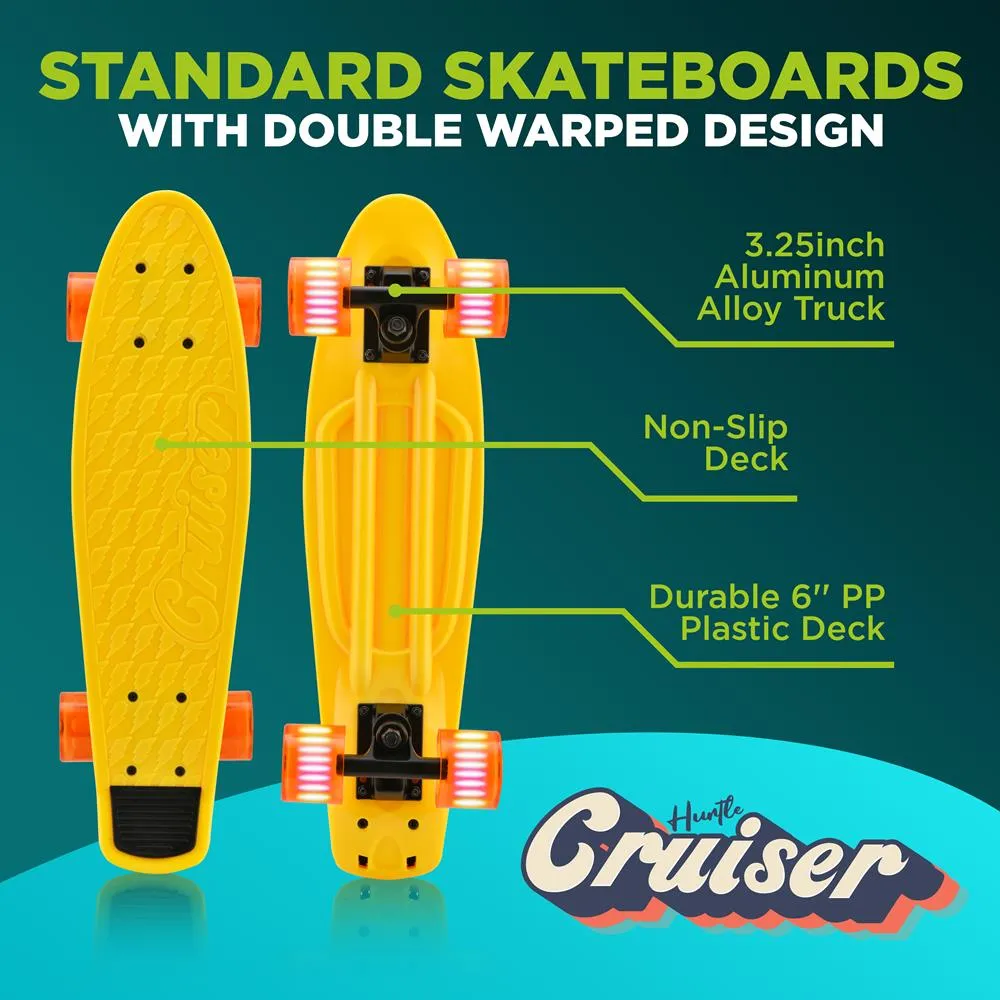 6'' Pp Deck Skateboard - Mini Cruiser Skateboard, Designed For Kids, Teens, And Adults (Yellow)