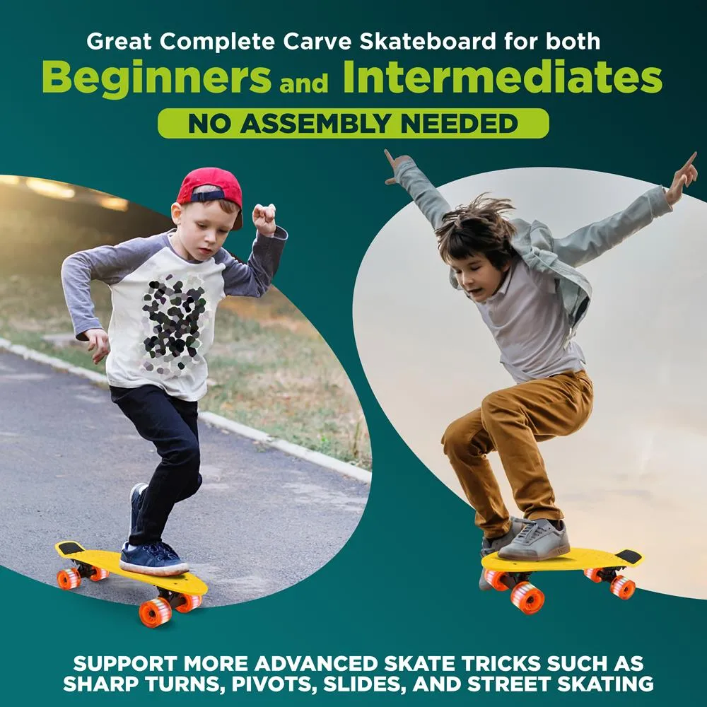 6'' Pp Deck Skateboard - Mini Cruiser Skateboard, Designed For Kids, Teens, And Adults (Yellow)
