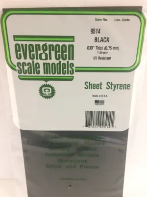 9514 - .030" (.75MM) PLAIN OPAQUE BLACK POLYSTYRENE SHEET