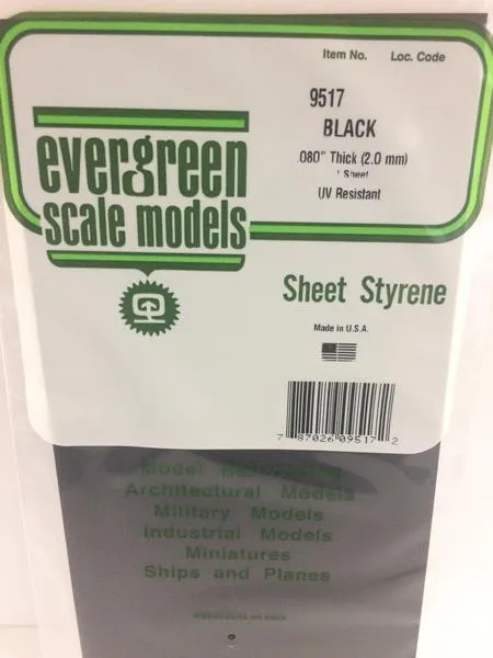 9517 - .080" (2.0MM) PLAIN OPAQUE BLACK POLYSTYRENE SHEET