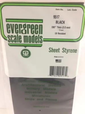 9517 - .080" (2.0MM) PLAIN OPAQUE BLACK POLYSTYRENE SHEET