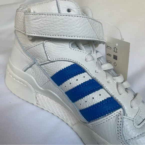 Adidas Forum Mid Shoes Mens 8 Off White Blue Casual Customizable Sneakers GX1021