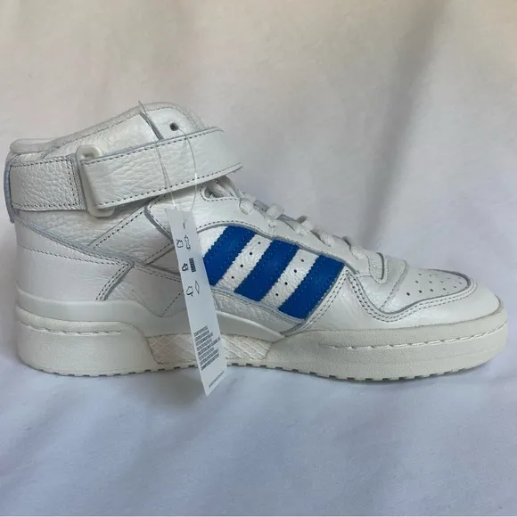 Adidas Forum Mid Shoes Mens 8 Off White Blue Casual Customizable Sneakers GX1021