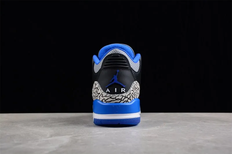 AIR JORDAN 3 RETRO BLACK/SPORT BLUE WOLF GREY