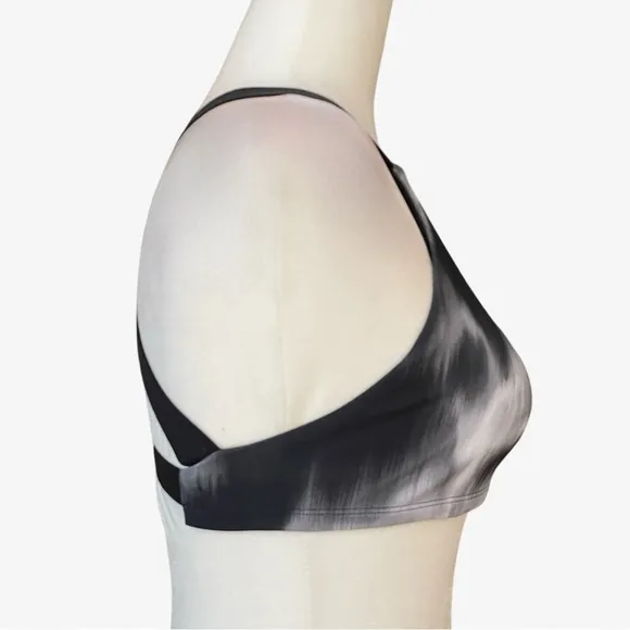 Alo Yoga Vapor Aurora Take Charge Banded Sports Bra Black Gray White XS EUC