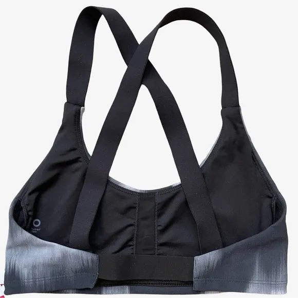 Alo Yoga Vapor Aurora Take Charge Banded Sports Bra Black Gray White XS EUC