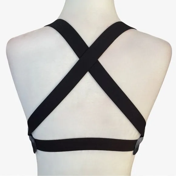 Alo Yoga Vapor Aurora Take Charge Banded Sports Bra Black Gray White XS EUC