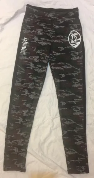 AN ISLANDER PALM CAMO YOGA PANTS