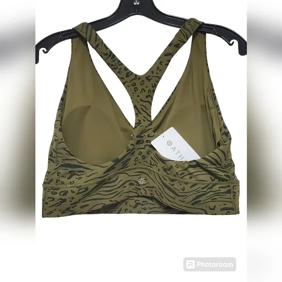 Athleta Transcend Plunge Bra/Nina Animal Olive