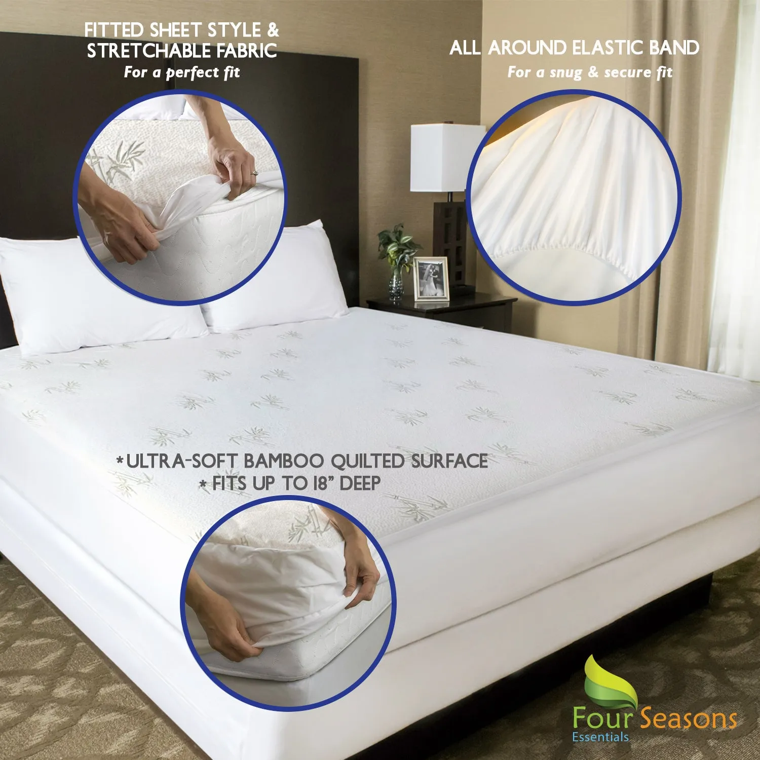 Bamboo Mattress Protector - Waterproof Fitted Sheet Mattress Cover
