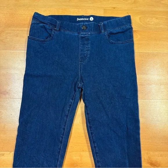 Betabrand Dark Wash Skinny-Leg 4-Pocket Yoga Denim Womens Size L Long