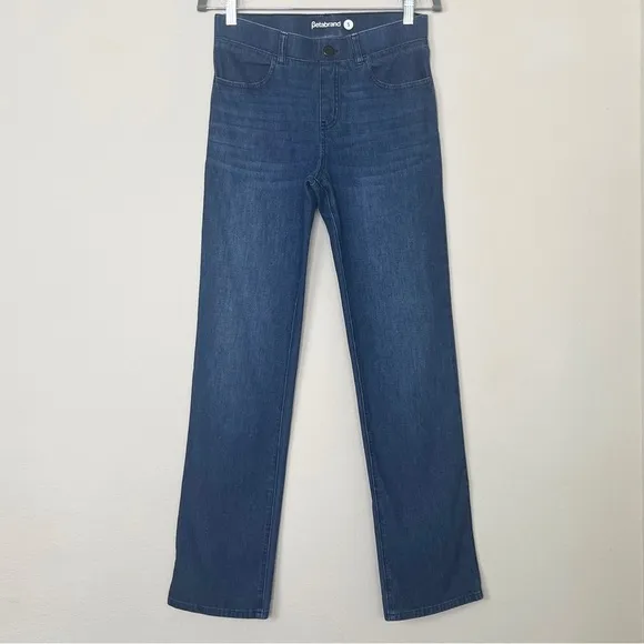 Betabrand Straight-Leg 4-Pocket Pull-On Yoga Denim Jeans
