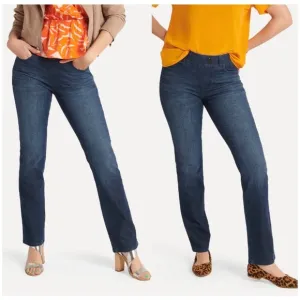 Betabrand Straight-Leg 4-Pocket Pull-On Yoga Denim Jeans