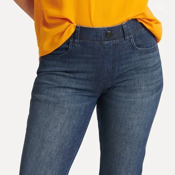 Betabrand Straight-Leg 4-Pocket Pull-On Yoga Denim Jeans