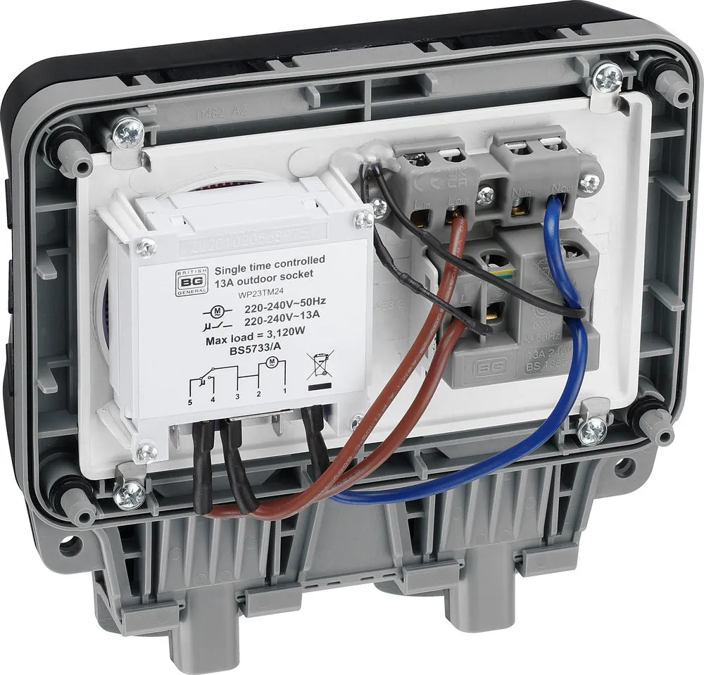 BG WP23TM24-02 Weatherproof Nexus Storm 13A 1G Switched Socket Time Controlled