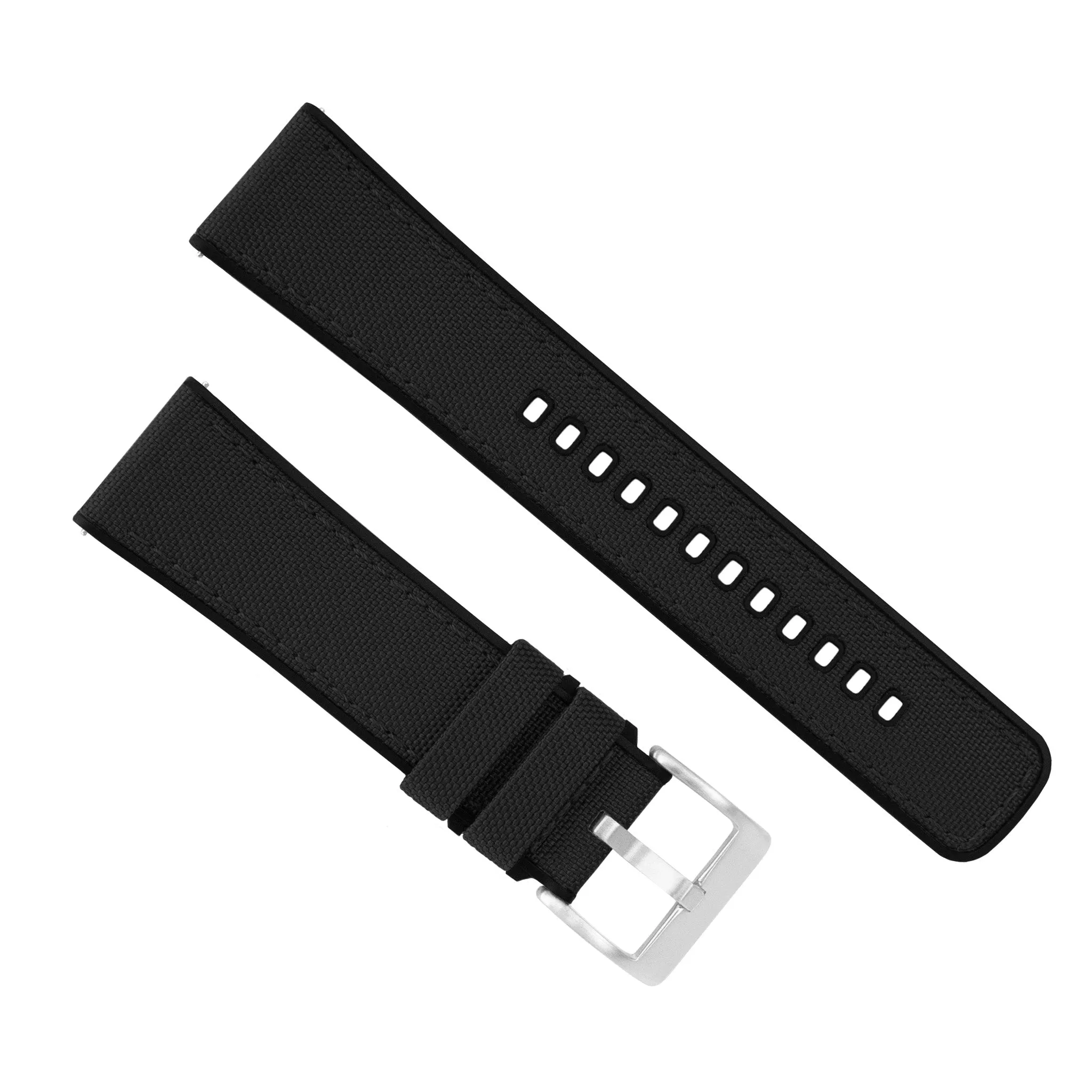Black Cordura Fabric And Silicone Hybrid Watch Band