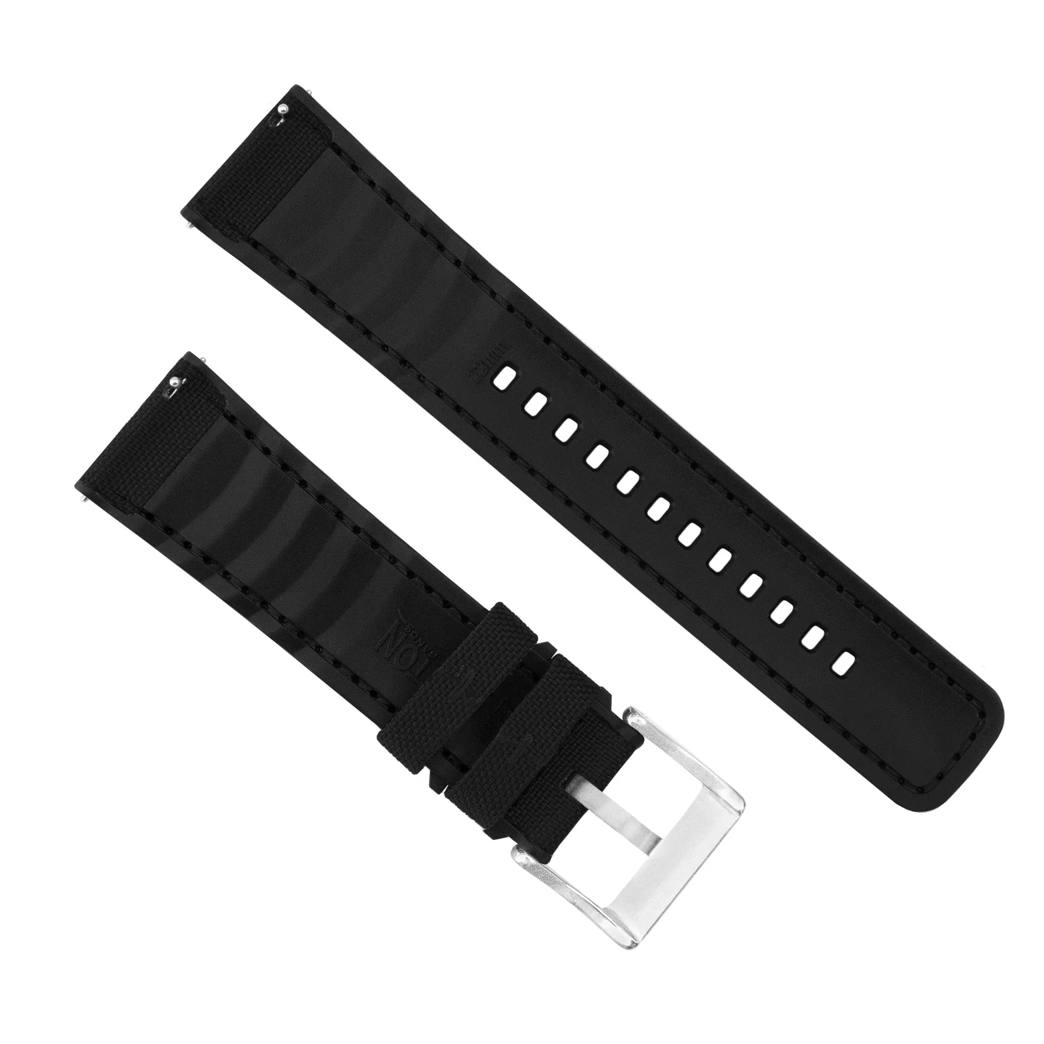 Black Cordura Fabric And Silicone Hybrid Watch Band