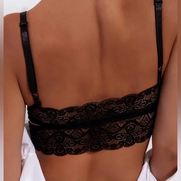 Black Lace Criss Cross Longline Bra