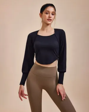 Black Round Neck Long Sleeve Top