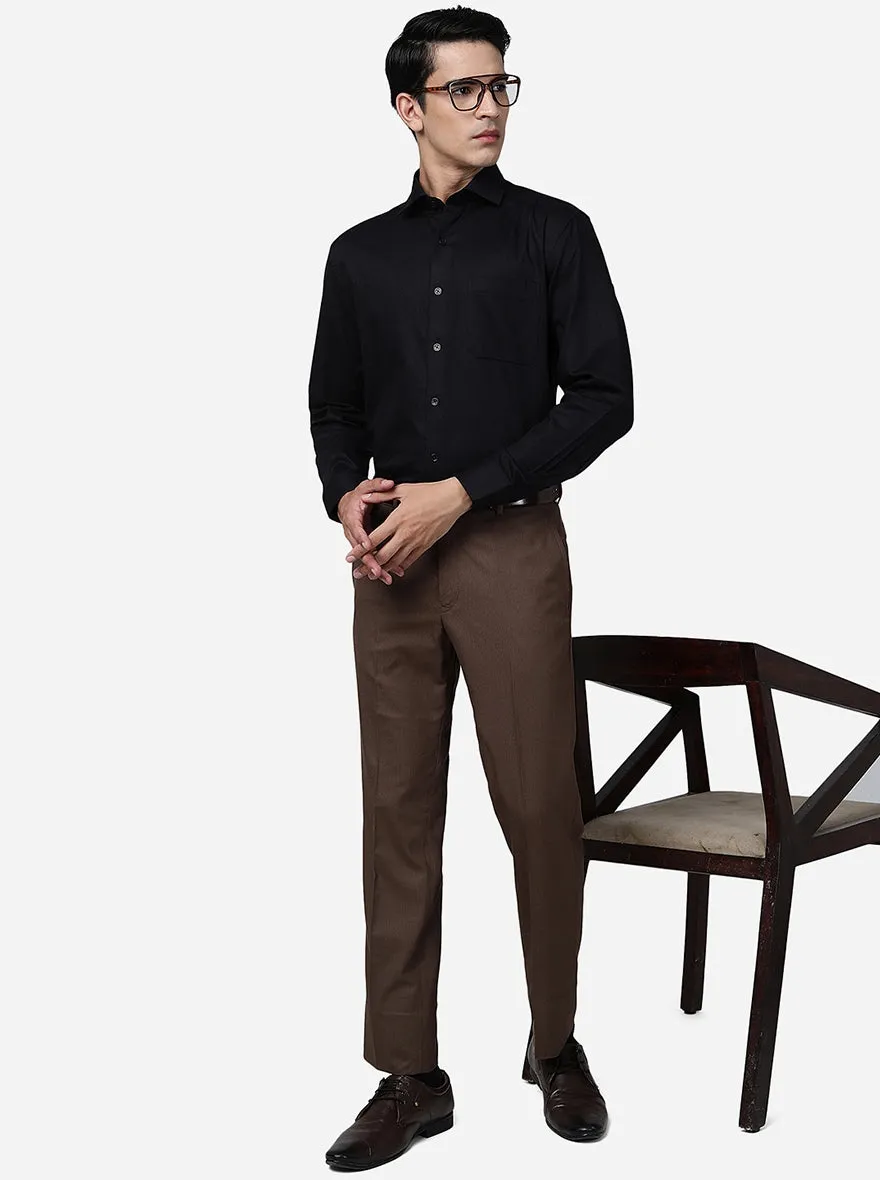 Black Solid Regular Fit Formal Shirt | JadeBlue