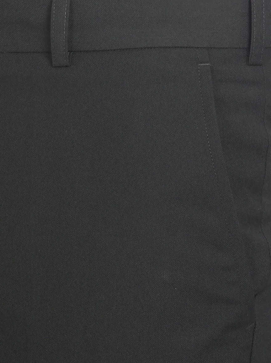 Black Solid Slim Fit Formal Trouser | Metal
