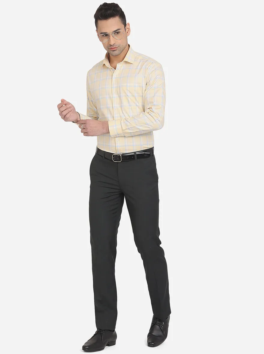 Black Solid Slim Fit Formal Trouser | Metal