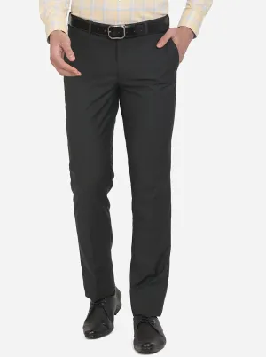 Black Solid Slim Fit Formal Trouser | Metal