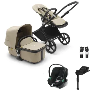 Bugaboo Fox Cub Aton B2 Travel System - Black/Desert Beige