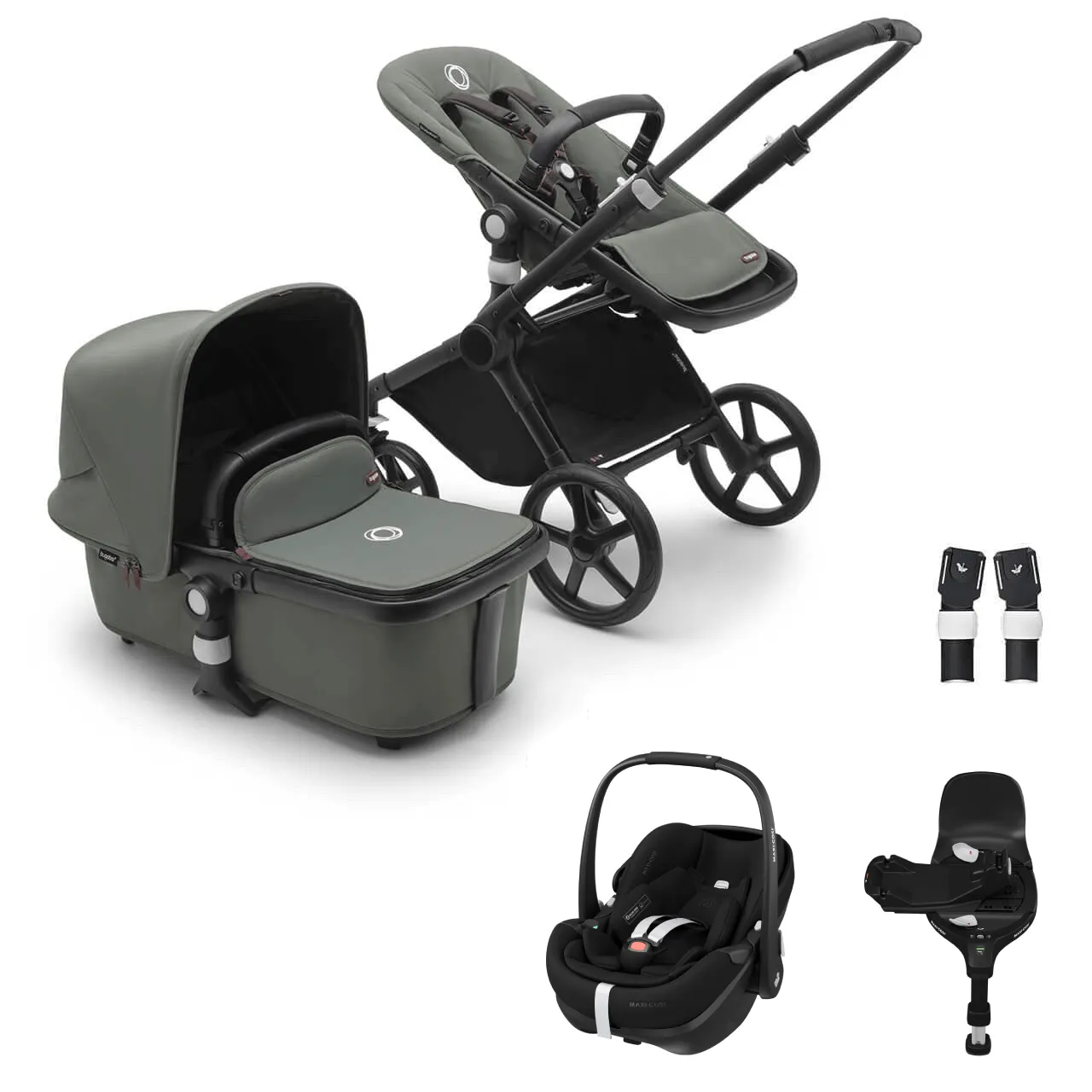 Bugaboo Fox Cub Pebble 360 PRO2 Travel System - Black/Forest Green