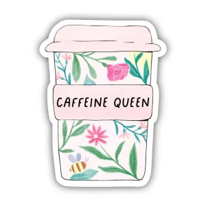 Caffeine Queen Floral Mug Sticker