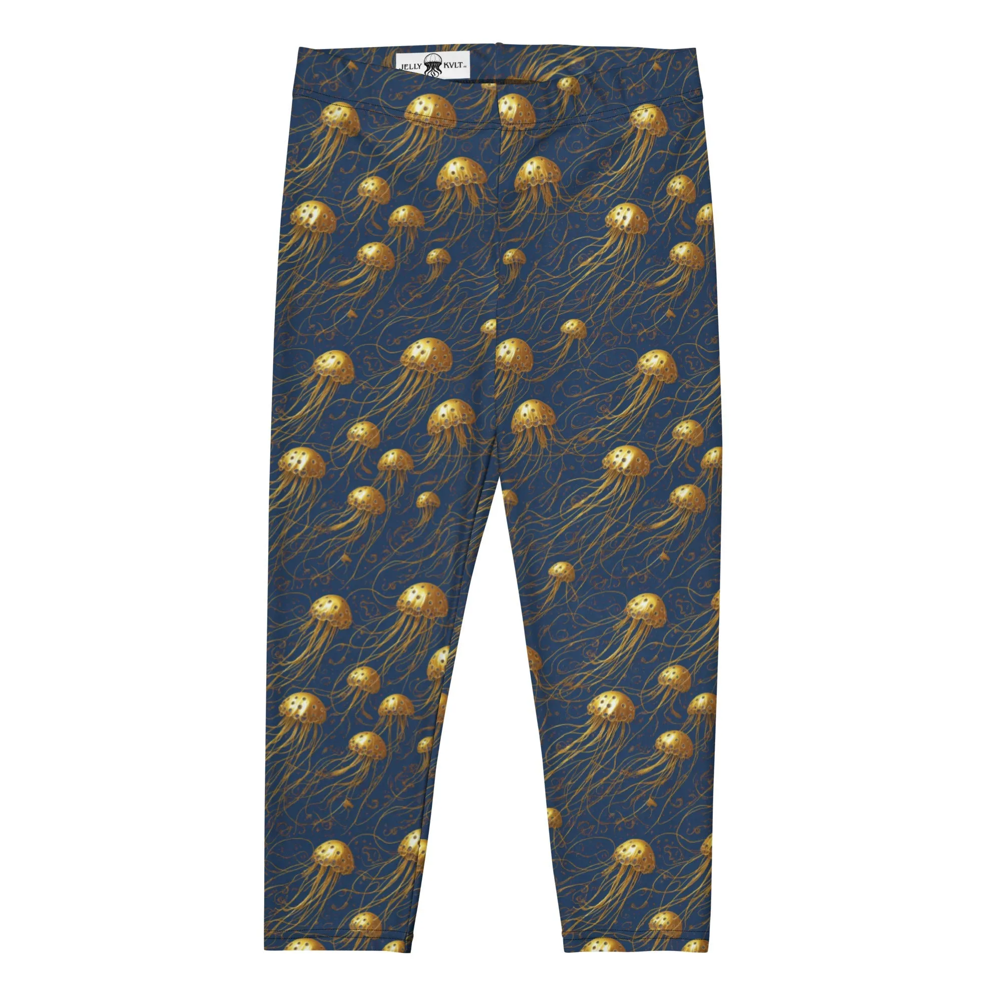 Capri Leggings - Blue and Gold Jellyfishes