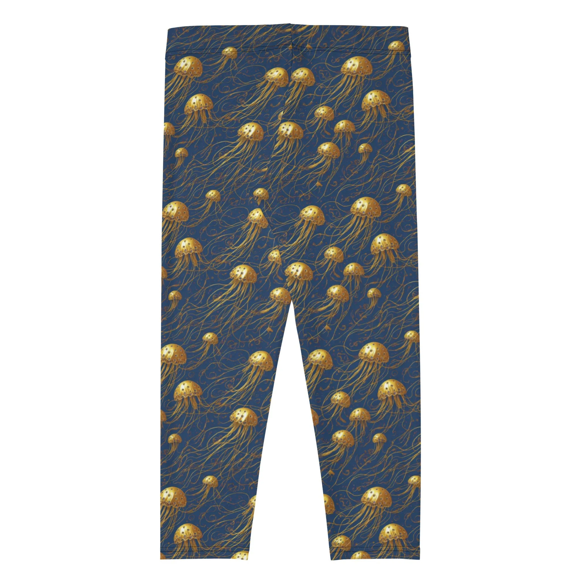 Capri Leggings - Blue and Gold Jellyfishes