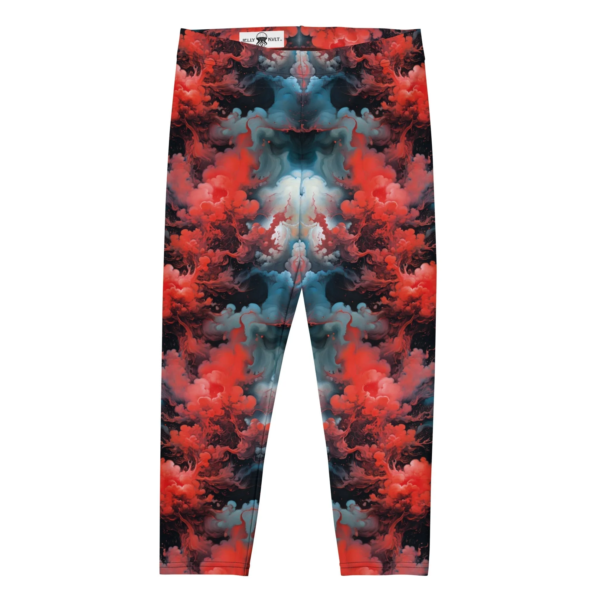 Capri Leggings - Ethereal Crimson Flow - Dark